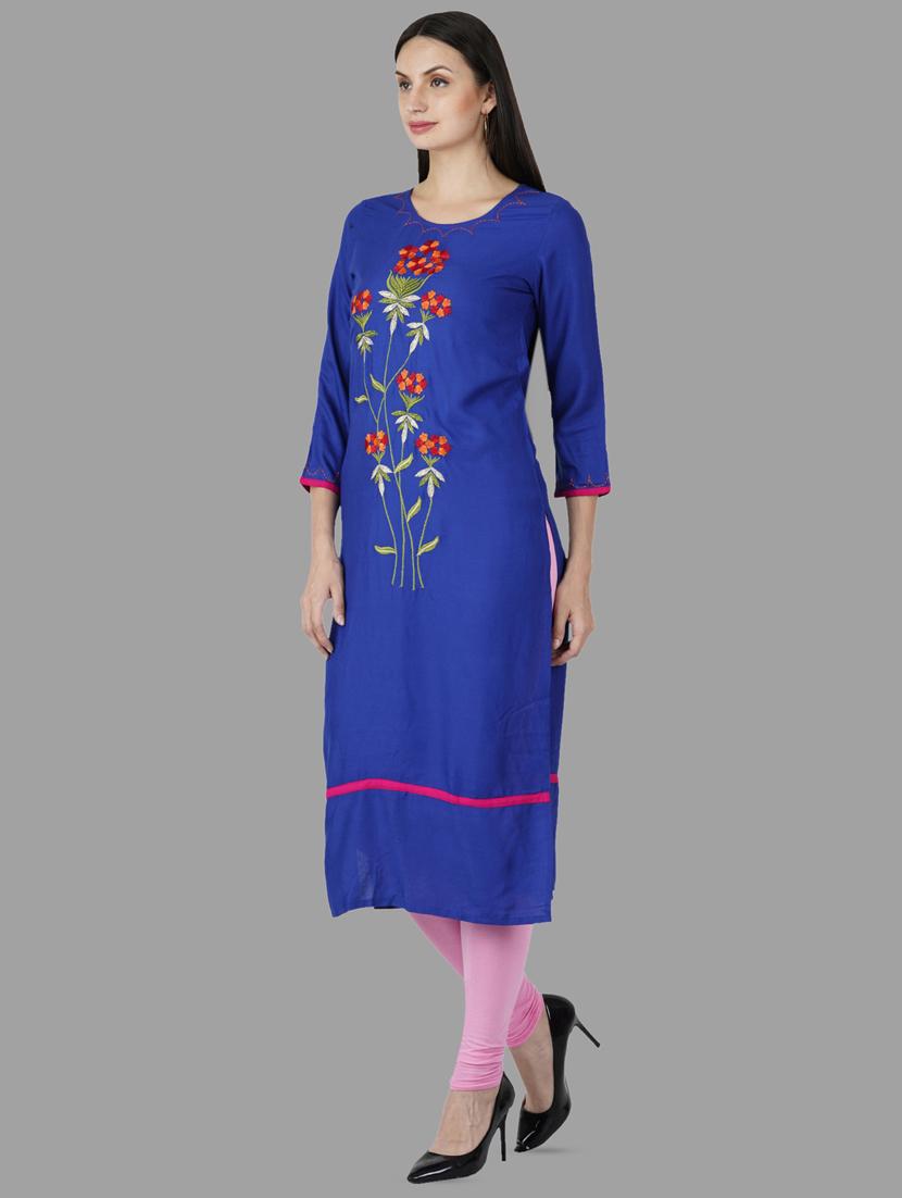 embroidered straight kurta - 16810420 - Zoom Image - 2