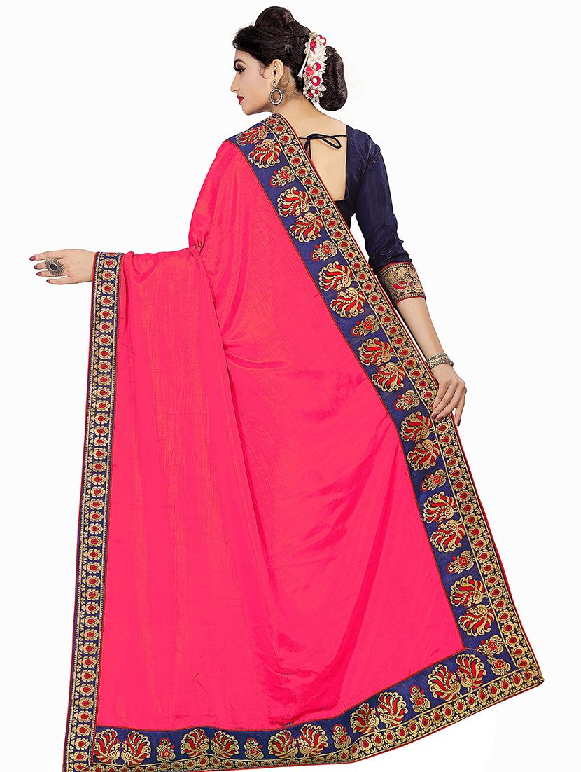 solid bordered saree with blouse - 16810859 - Zoom Image - 2