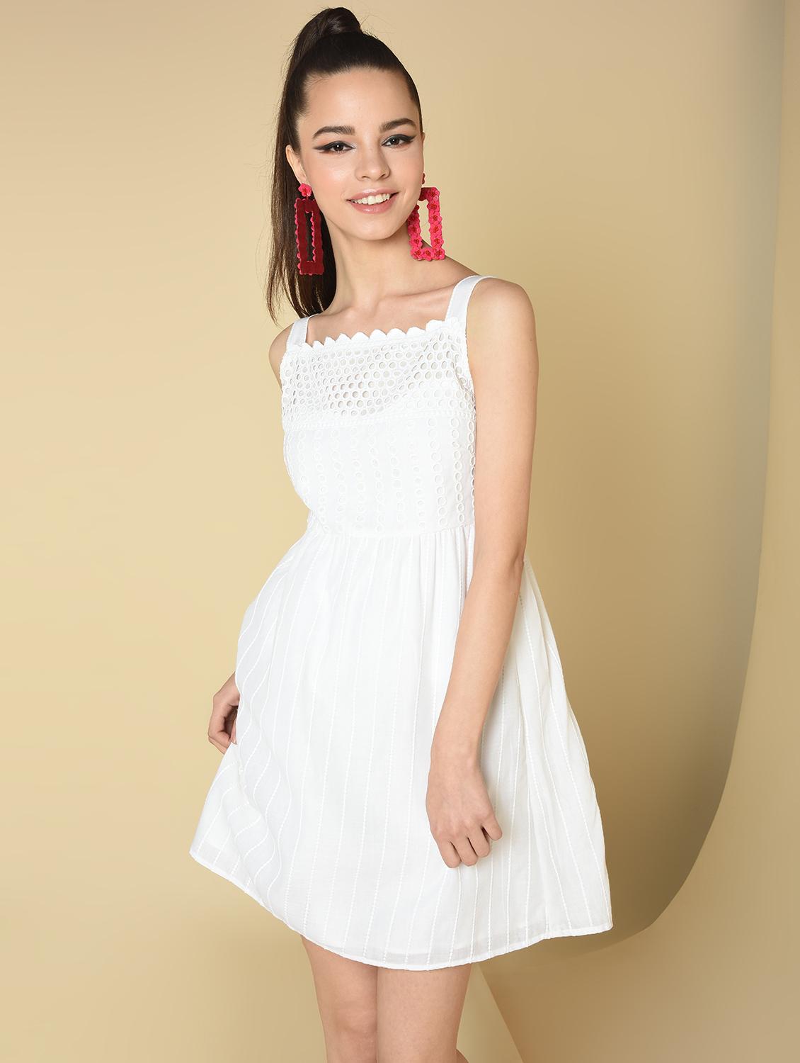 schiffli detail a-line dress - 16810929 - Zoom Image - 2