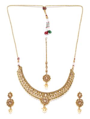 gold metal choker necklace - 16811605 - Standard Image - 2