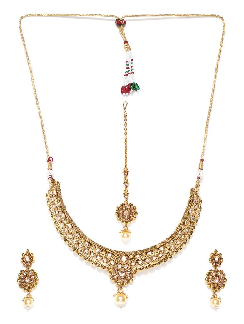 gold metal choker necklace - 16811605 - Zoom Image - 2