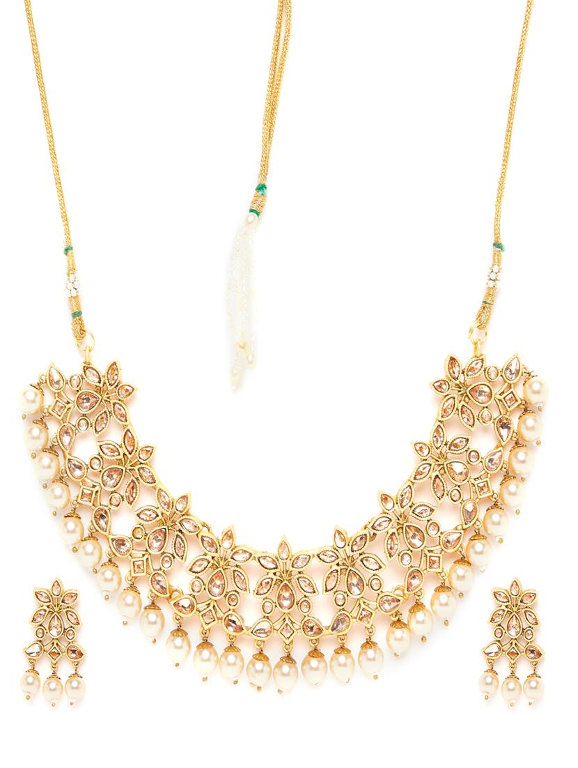 gold metal choker necklace - 16811655 - Zoom Image - 2