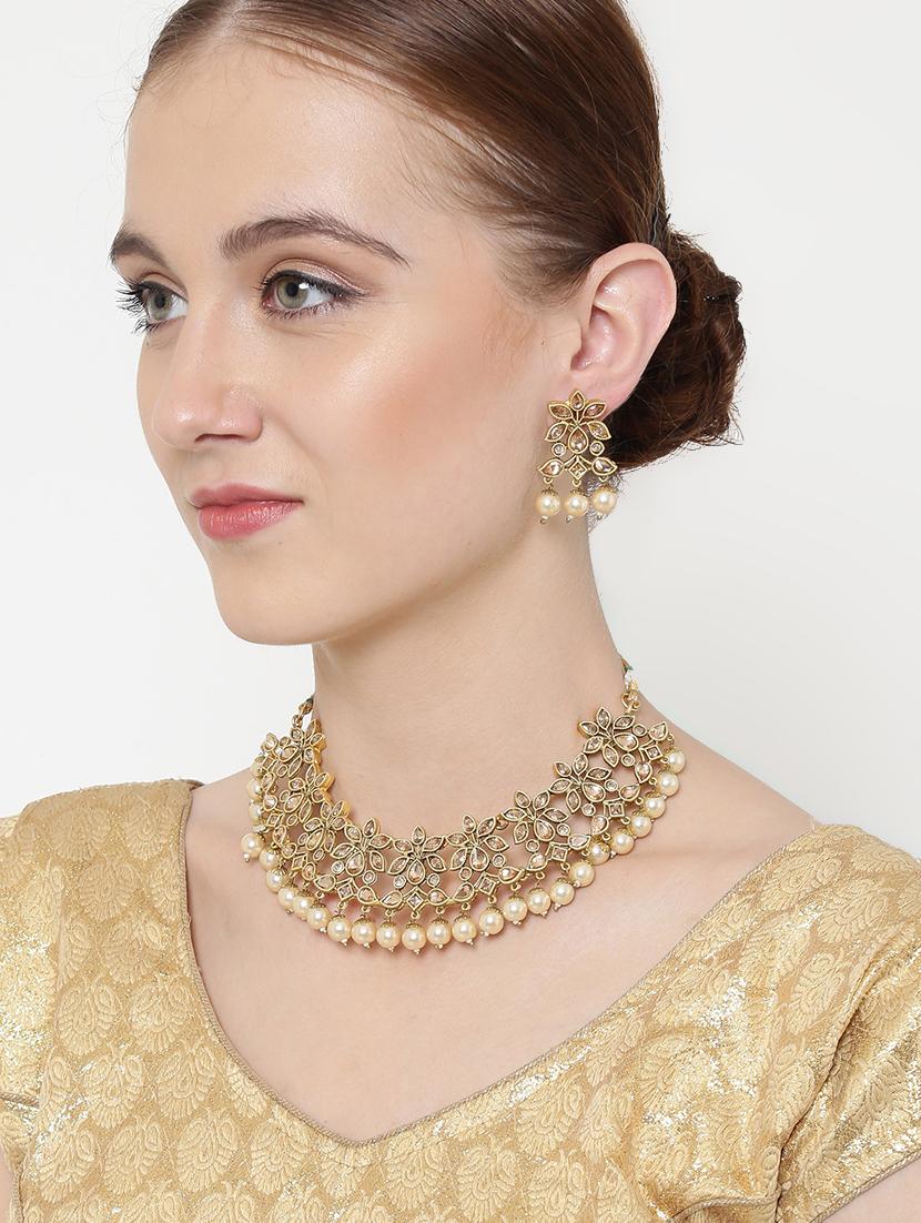gold metal choker necklace - 16811655 - Zoom Image - 5