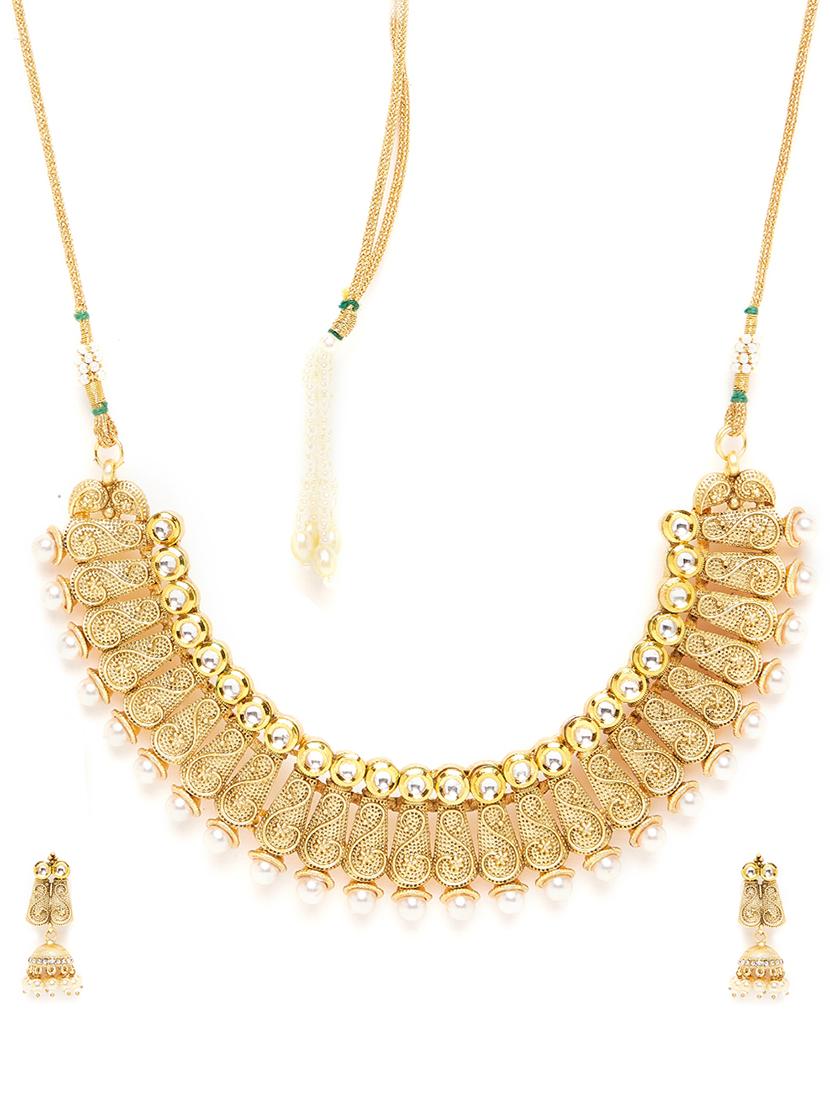gold metal choker necklace - 16811676 - Zoom Image - 2