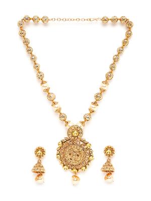 gold metal pendants and earring - 16811679 - Standard Image - 2
