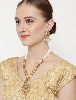 gold metal long necklace - 16811690 - Standard Image - 5