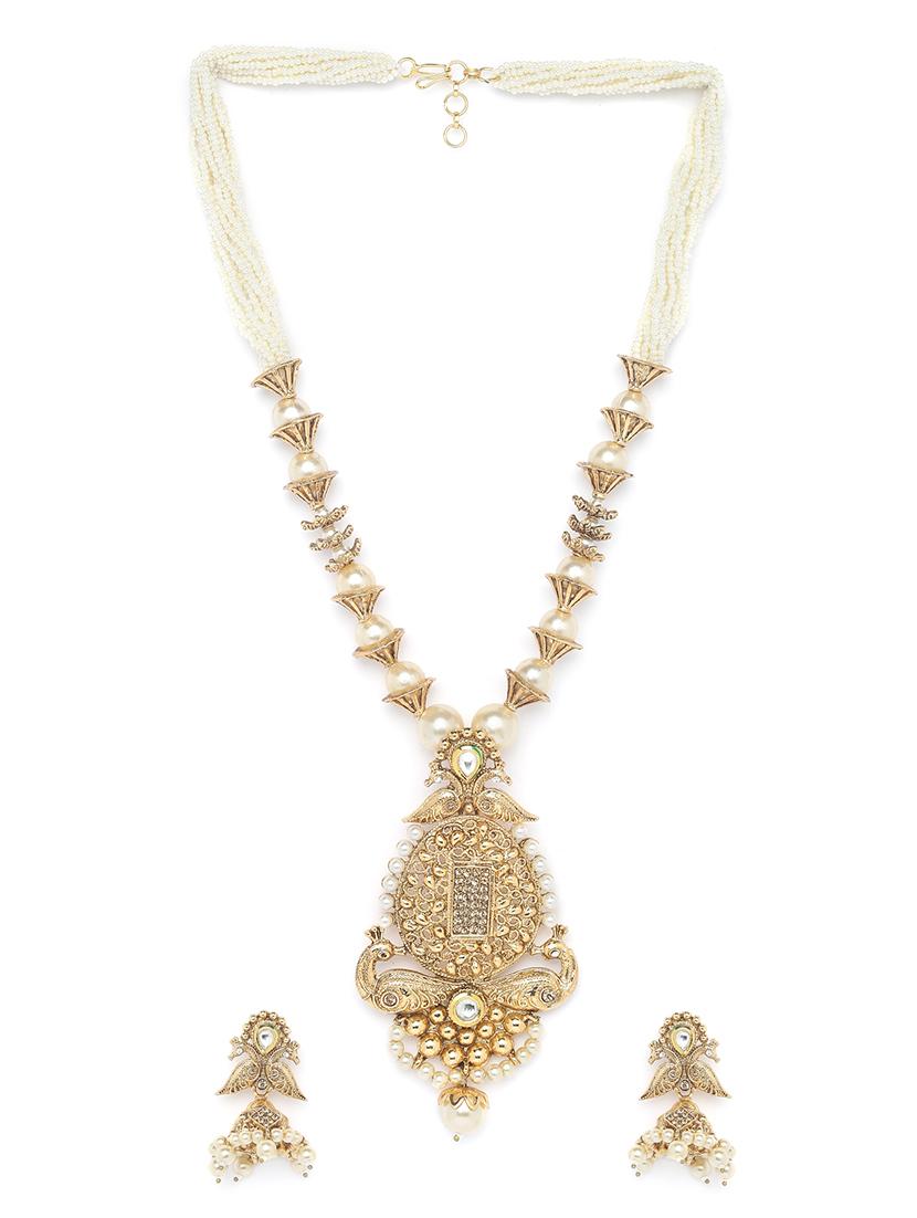 gold metal long necklace - 16811690 - Zoom Image - 2