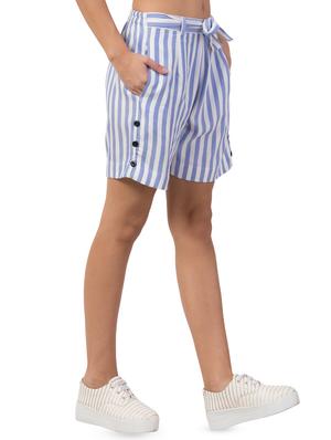 tie front button detail striped shorts - 16813444 - Standard Image - 2