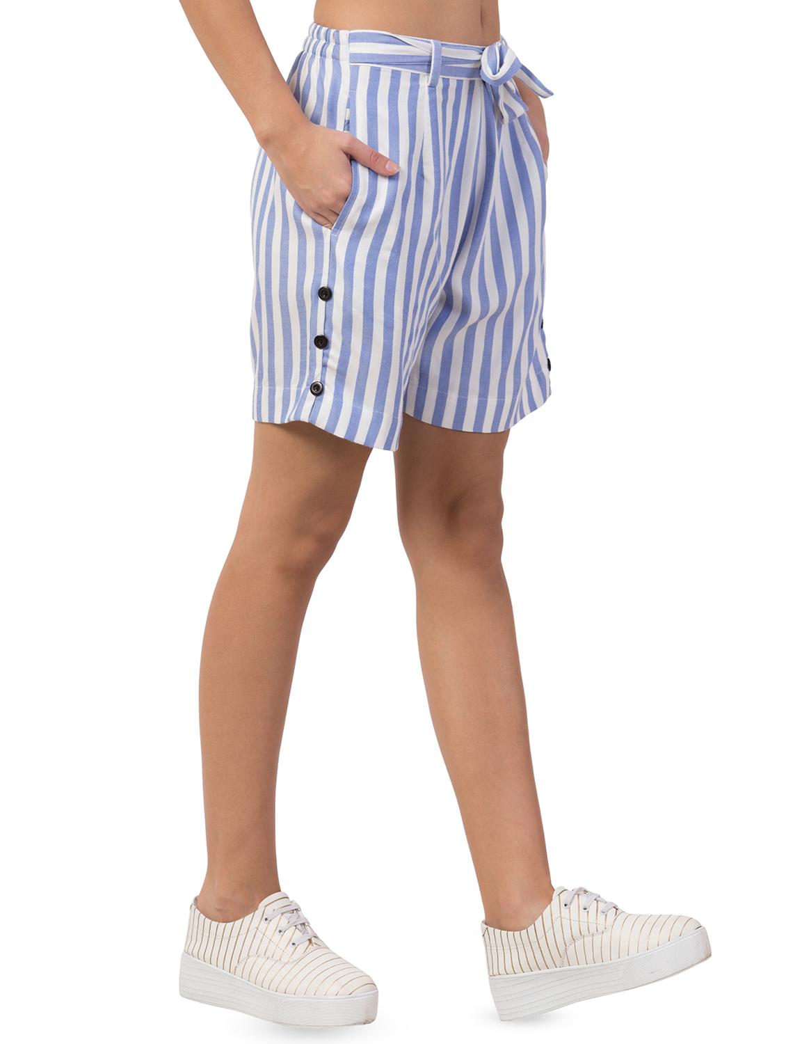 tie front button detail striped shorts - 16813444 - Zoom Image - 2