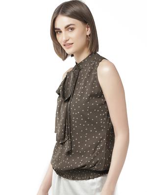 tie up neck blouson top - 16813659 - Standard Image - 2