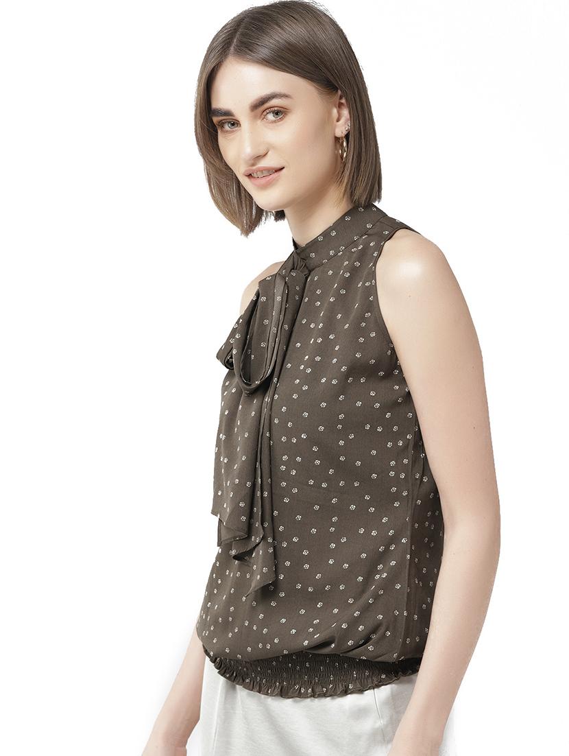 tie up neck blouson top - 16813659 - Zoom Image - 2