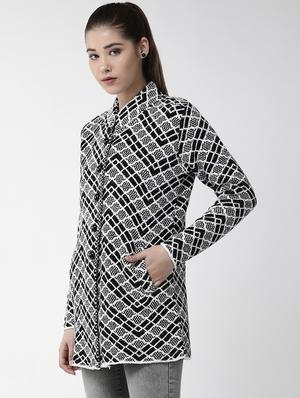 mandarin neck checkered wool cardigan - 16816082 - Standard Image - 2