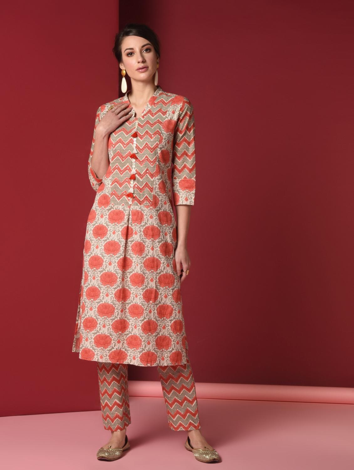 printed kurta pant set - 16816492 - Zoom Image - 2