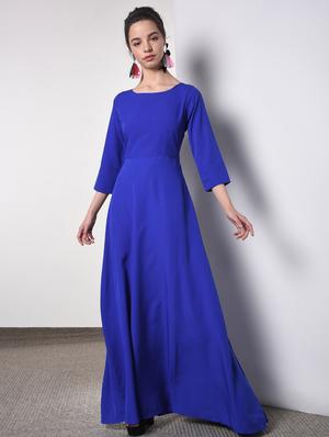 round neck electric blue maxi dress - 16817541 - Standard Image - 2