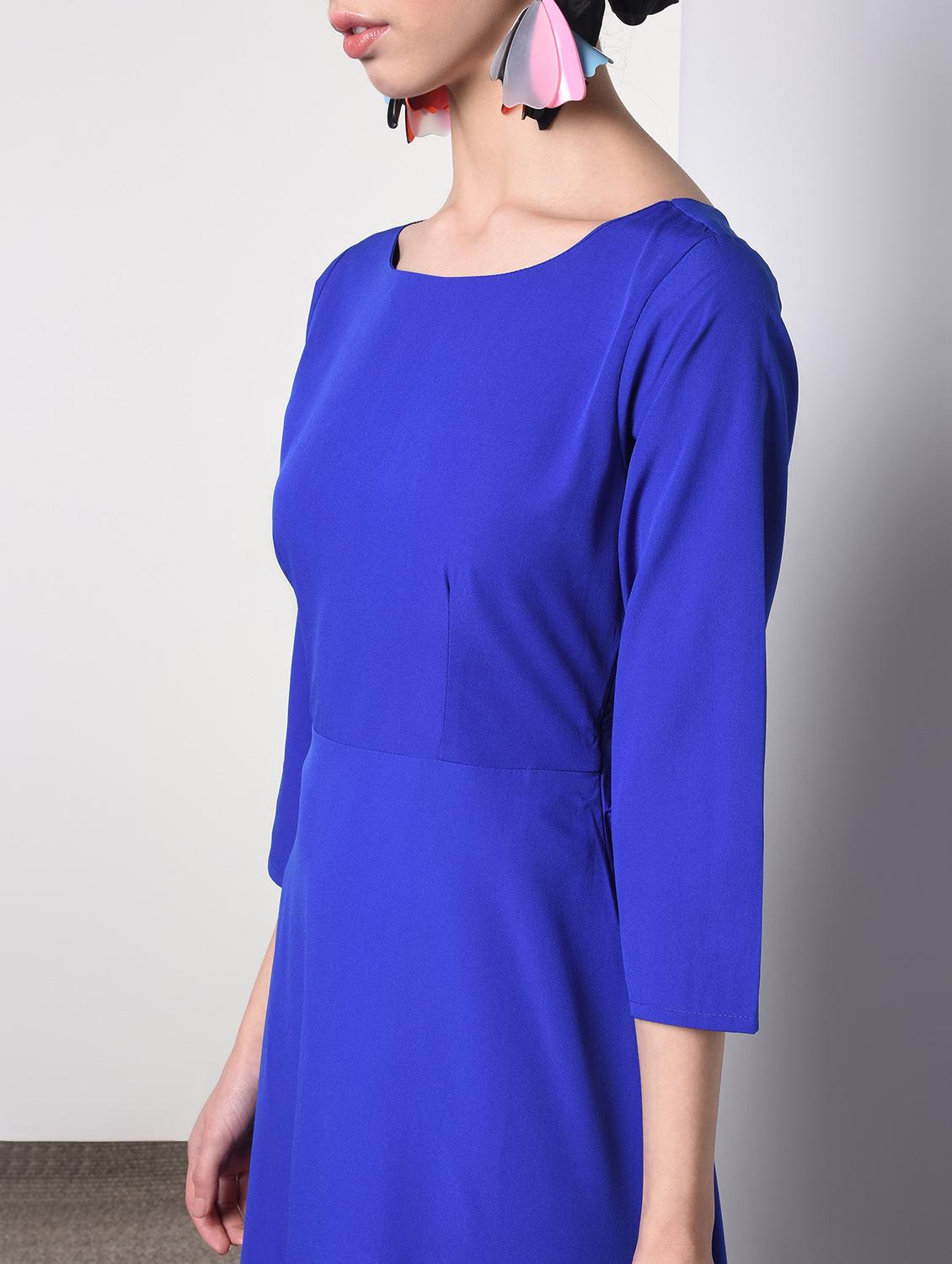 round neck electric blue maxi dress - 16817541 - Zoom Image - 5