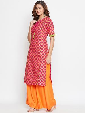 printed straight kurta - 16821487 - Standard Image - 2