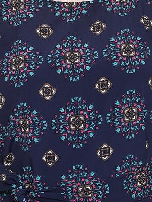 tie front printed a-line dress - 16822238 - Standard Image - 5