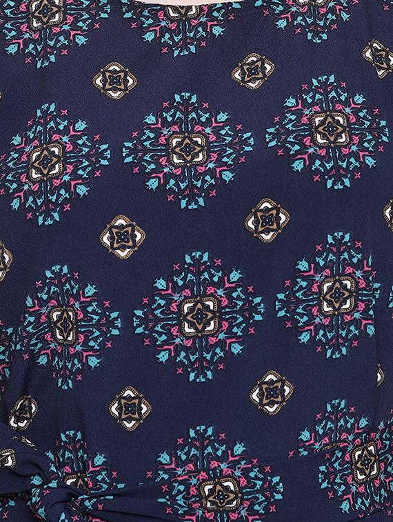 tie front printed a-line dress - 16822238 - Zoom Image - 5
