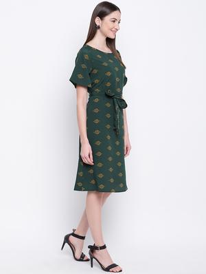 tie front printed a-line dress - 16822243 - Standard Image - 2
