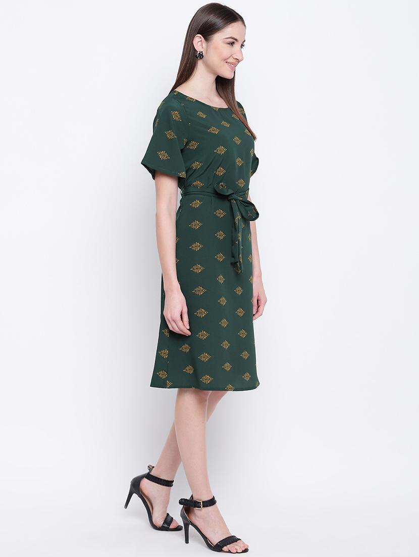 tie front printed a-line dress - 16822243 - Zoom Image - 2