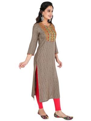 yoke embroidered straight kurta - 16822747 - Standard Image - 2