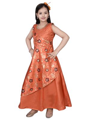 orange silk blend party gown - 16822868 - Standard Image - 2