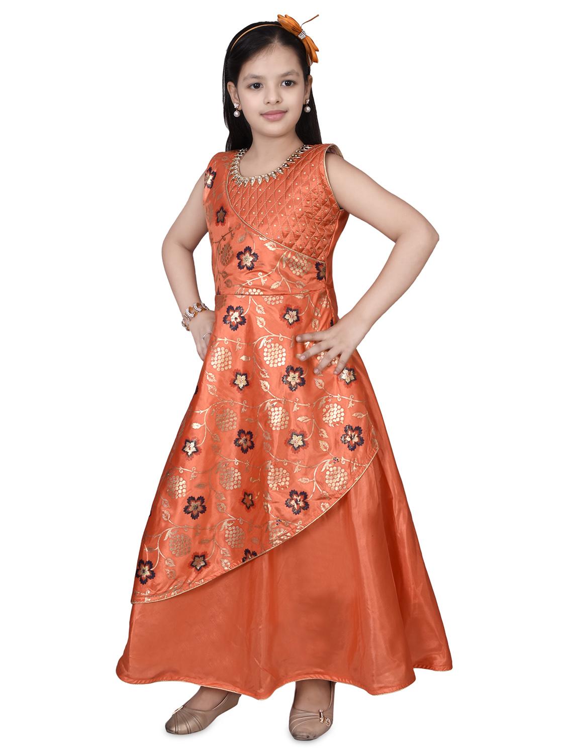 orange silk blend party gown - 16822868 - Zoom Image - 2