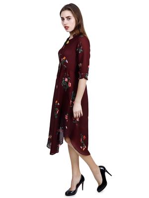 mandarin neck floral a-line dress - 16822970 - Standard Image - 2