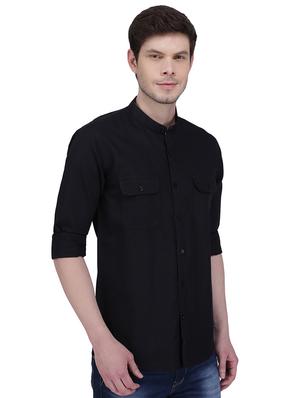 black solid casual shirt - 16823494 - Standard Image - 2