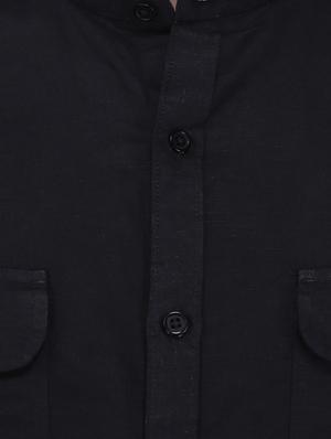 black solid casual shirt - 16823494 - Standard Image - 5