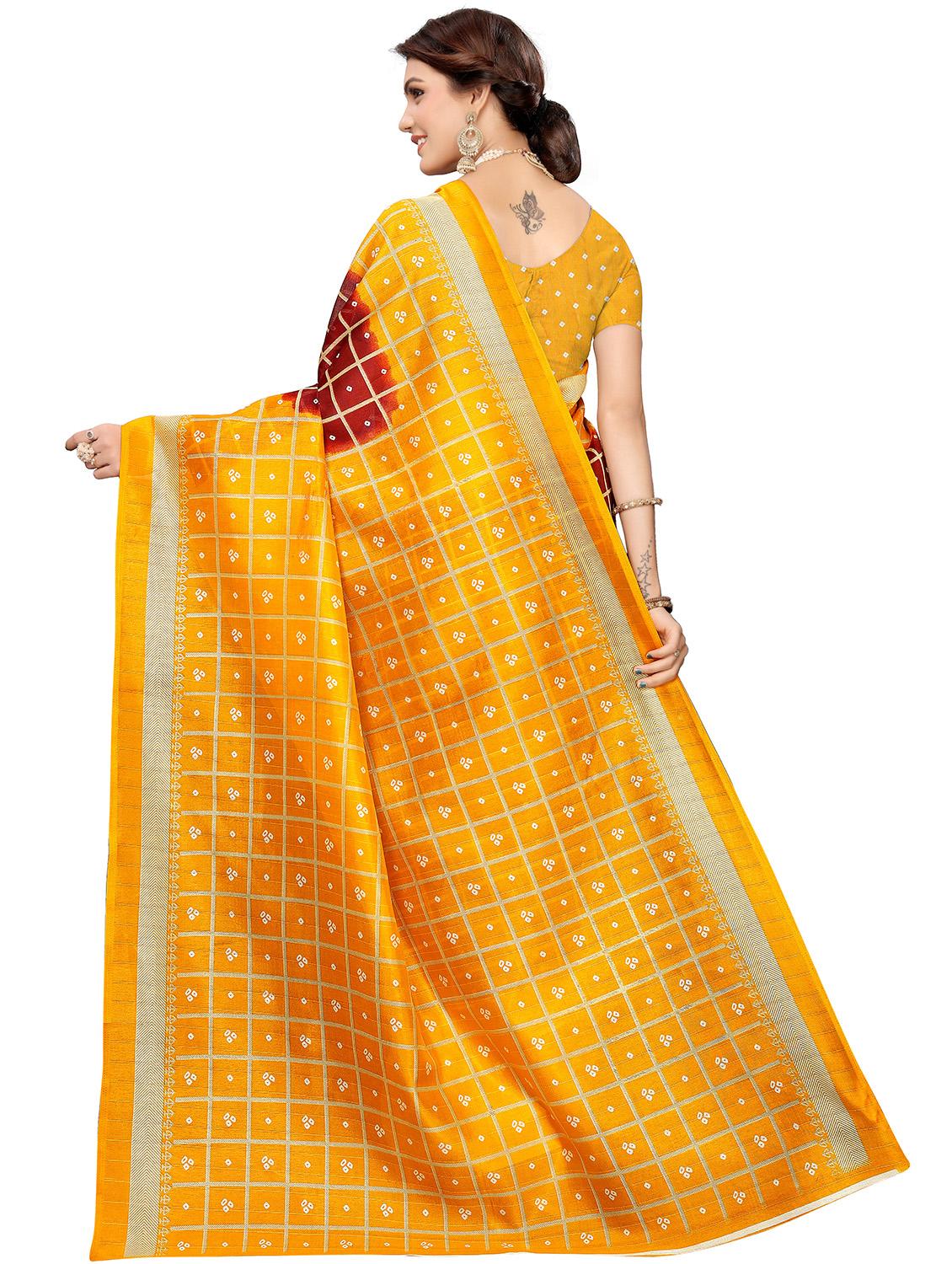 checkered mysore silk saree with blouse - 16823587 - Zoom Image - 2