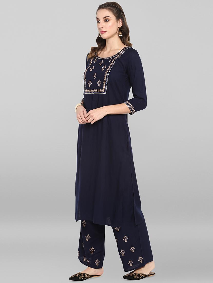 embroidered kurta palazzo set - 16824455 - Zoom Image - 2