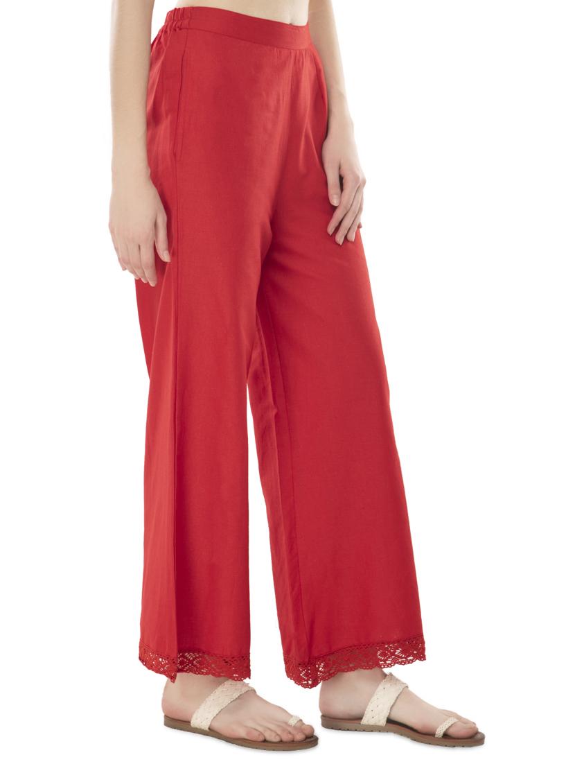 lace hem solid palazzo - 16825502 - Zoom Image - 2