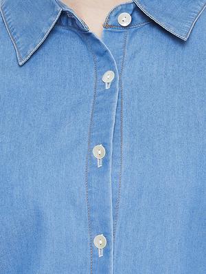 curved hem denim shirt - 16826133 - Standard Image - 5