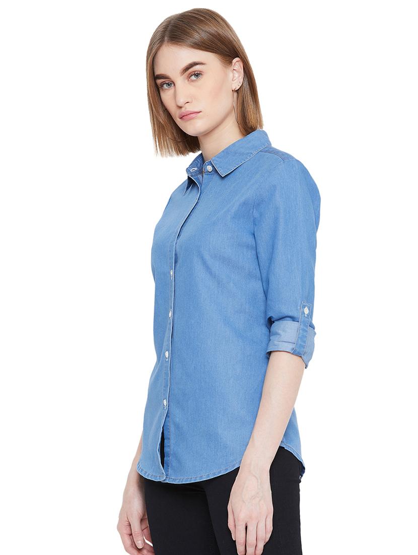 curved hem denim shirt - 16826133 - Zoom Image - 2