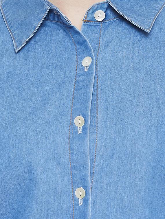 curved hem denim shirt - 16826133 - Zoom Image - 5