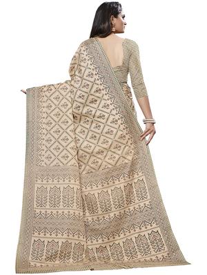 check printed saree with blouse - 16826462 - Standard Image - 2