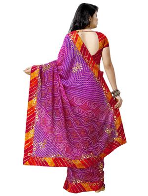 bandhani printed saree with blouse - 16826619 - Standard Image - 2