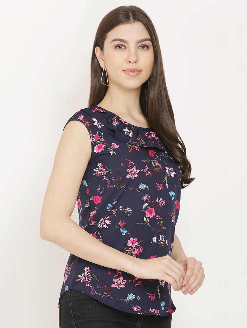frill detail floral top - 16827497 - Zoom Image - 2