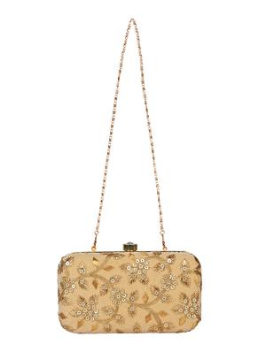 gold velvet box clutch - 16828259 - Standard Image - 5