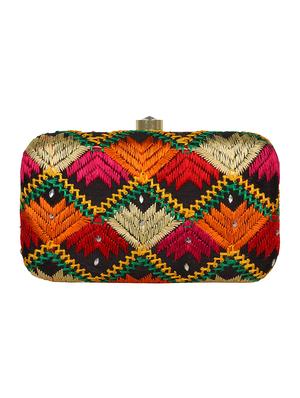black cotton box clutch - 16828266 - Standard Image - 2