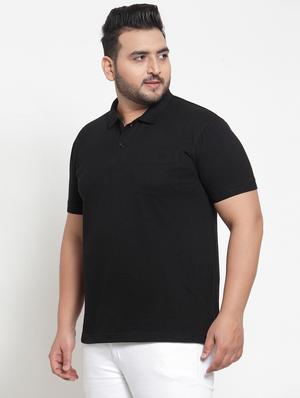 black solid polo t-shirt - 16828863 - Standard Image - 2