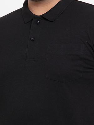 black solid polo t-shirt - 16828863 - Standard Image - 5