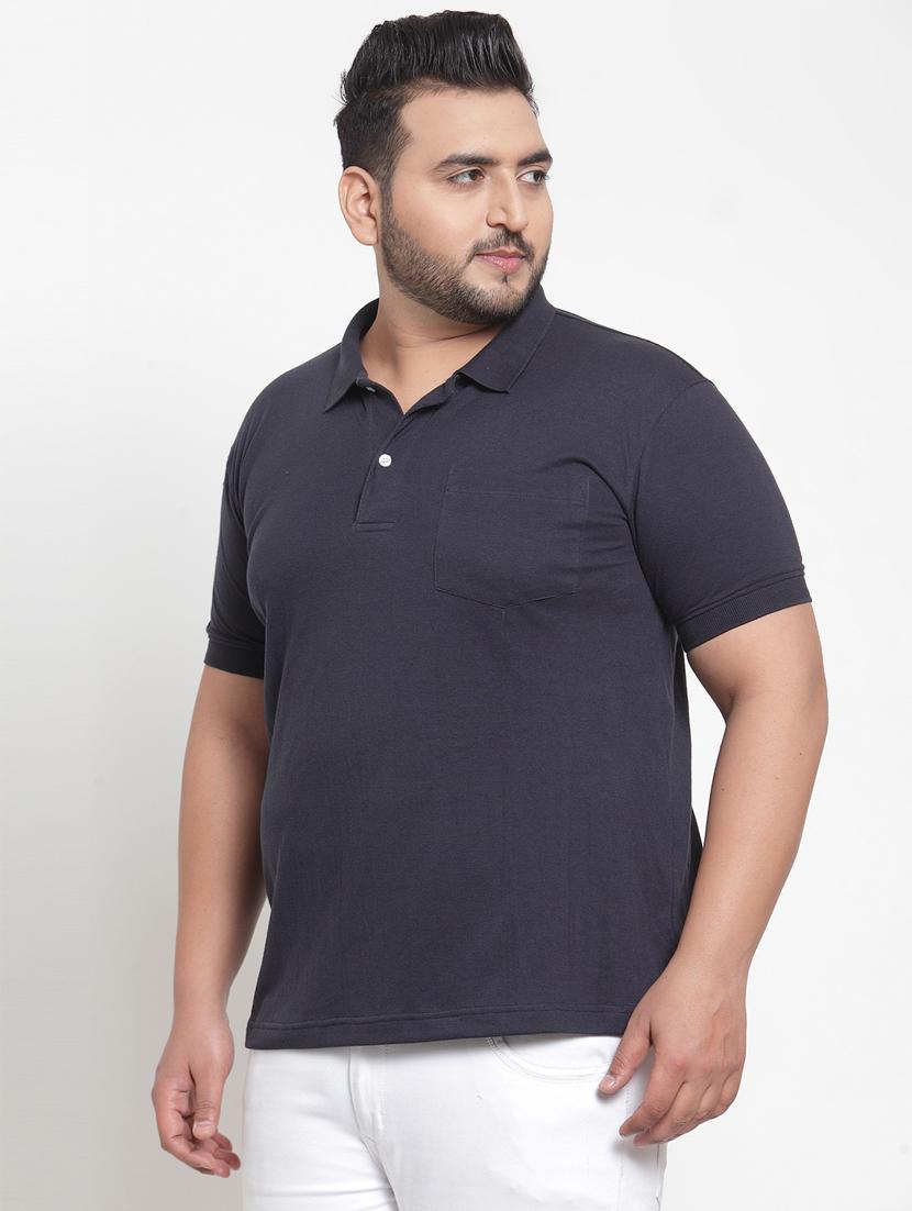 navy blue solid polo t-shirt - 16828865 - Zoom Image - 2