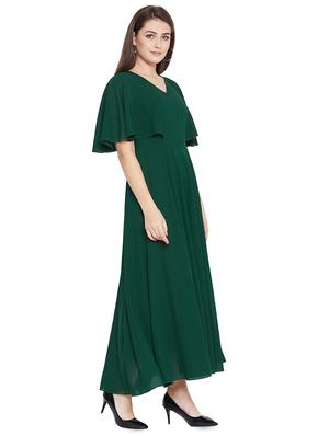 cape sleeves solid maxi dress - 16829471 - Standard Image - 2