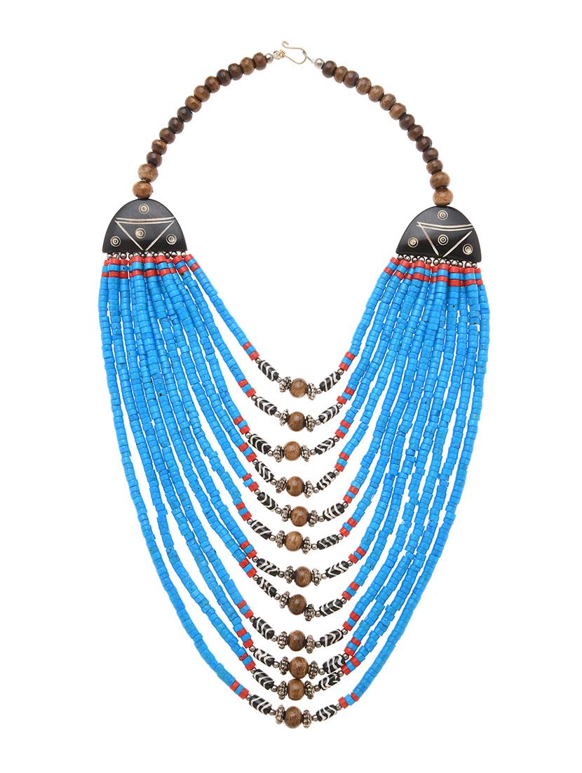 blue metal long necklace - 16829916 - Zoom Image - 2