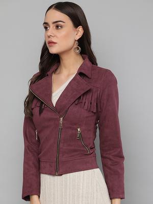 lapel neck fringe detail jacket - 16830626 - Standard Image - 2