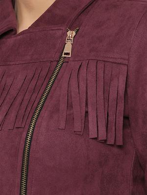 lapel neck fringe detail jacket - 16830626 - Standard Image - 5