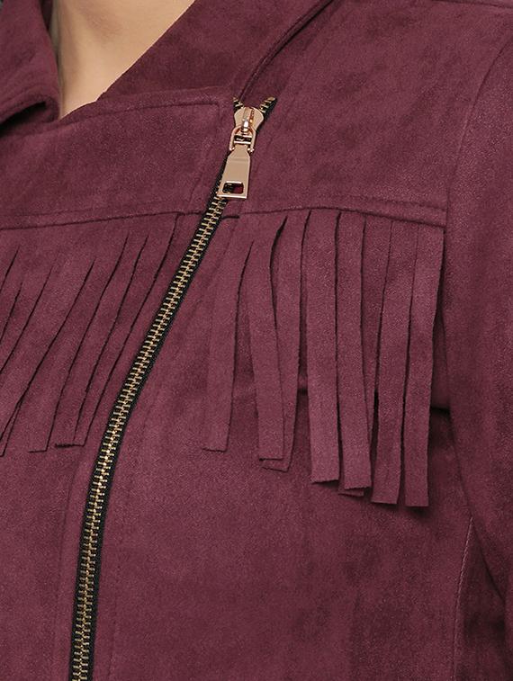 lapel neck fringe detail jacket - 16830626 - Zoom Image - 5