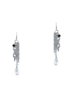 silver metal drop earring - 16831794 - Standard Image - 2